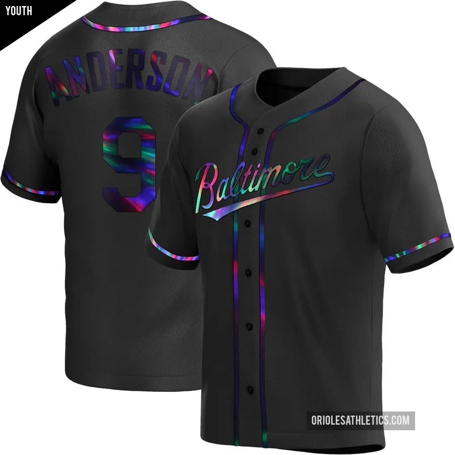 Youth Baltimore Orioles ＃9 Brady Anderson Replica Black Holographic Alternate Jersey