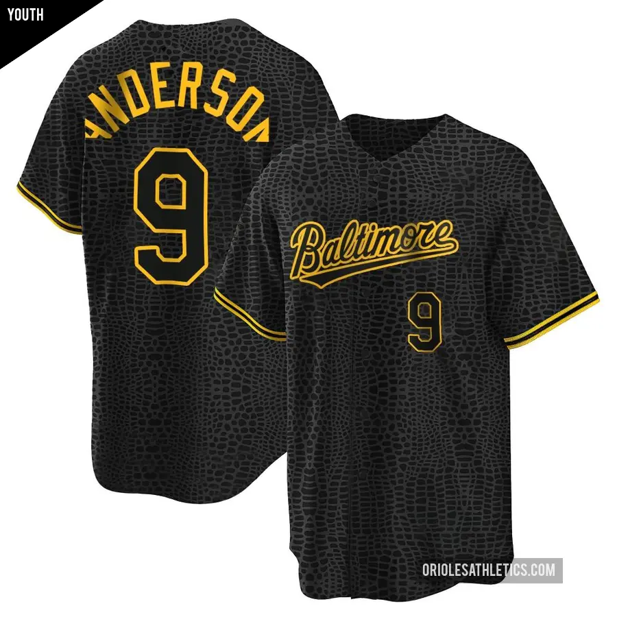Youth Baltimore Orioles ＃9 Brady Anderson Replica Black Snake Skin City Jersey