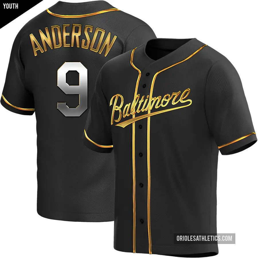 Youth Baltimore Orioles ＃9 Brady Anderson Replica Gold Black en Alternate Jersey