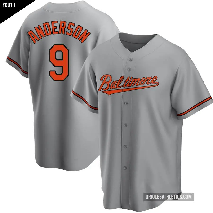 Youth Baltimore Orioles ＃9 Brady Anderson Replica Gray Road Jersey