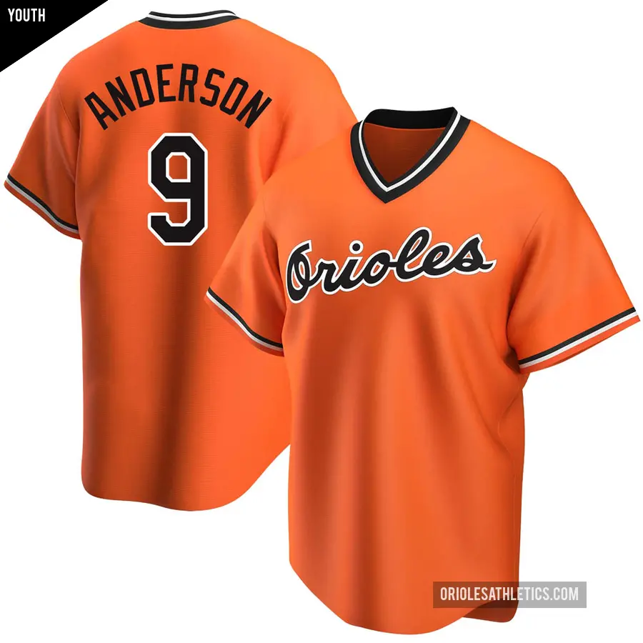Youth Baltimore Orioles ＃9 Brady Anderson Replica Orange Alternate Cooperstown Collection Jersey