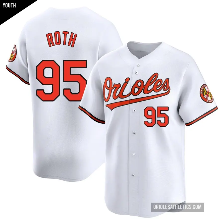 Youth Baltimore Orioles ＃95 Houston Roth Limited White Home Jersey