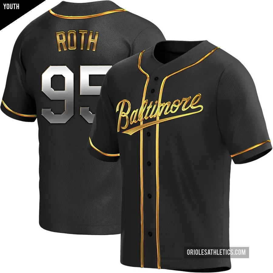 Youth Baltimore Orioles ＃95 Houston Roth Replica Gold Black en Alternate Jersey