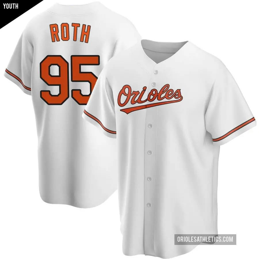 Youth Baltimore Orioles ＃95 Houston Roth Replica White Home Jersey
